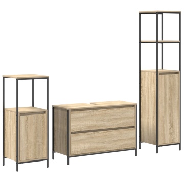 Set de mobilier pentru baie 3 piese din lemn prelucrat Sonoma - Img 2