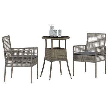 Set de Mobilier pentru Dining Set de 3 Gri Ratan Rezistent - Img 3
