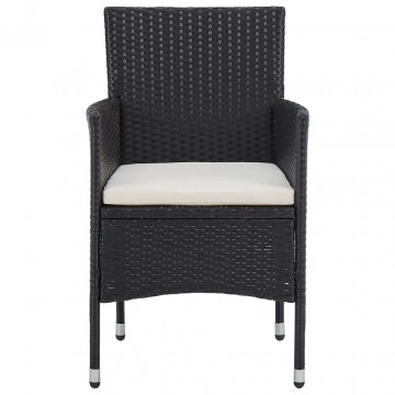 Set de mobilier pentru grădină, 3 piese, negru, poliratan - Img 4