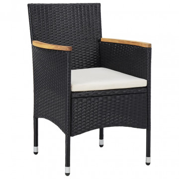 Set de mobilier pentru grădină, 3 piese, negru, poliratan - Img 3
