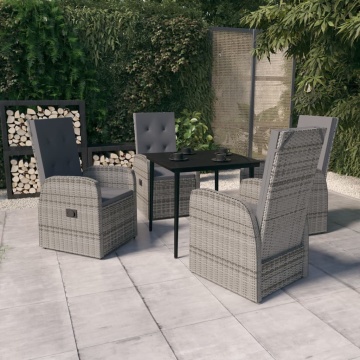 Set de mobilier pentru grădină, cu perne, 5 piese, gri - Img 1