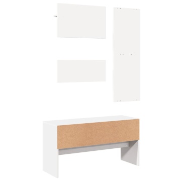 Set de mobilier pentru hol, 4 piese, alb, lemn prelucrat - Img 4