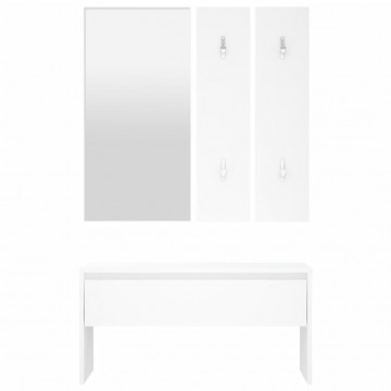 Set de mobilier pentru hol, alb, lemn prelucrat - Img 2