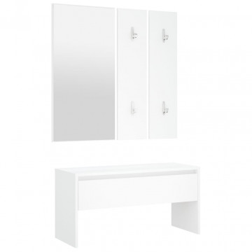 Set de mobilier pentru hol, alb, lemn prelucrat - Img 5