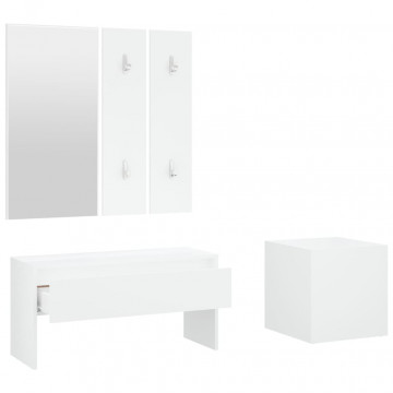 Set de mobilier pentru hol, alb, lemn prelucrat - Img 8