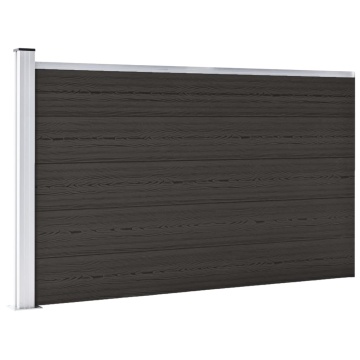 Set de panouri de gard, negru, 175x105 cm, WPC - Img 2