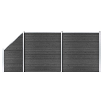 Set de panouri de gard, negru, 446x (105-186) cm, WPC - Img 1