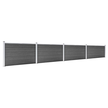 Set de panouri de gard, negru, 699 x 105 cm, WPC - Img 2