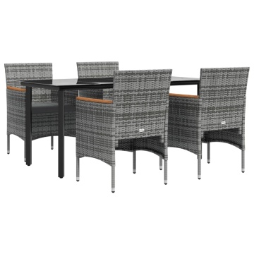 Set de servit masa pentru grădină, 5 piese, gri și negru - Img 3