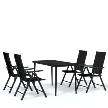 Set de servit masa pentru grădină, 5 piese, negru - Img 2