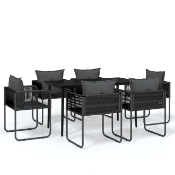 Set de servit masa pentru grădină, 7 piese, negru - Img 2