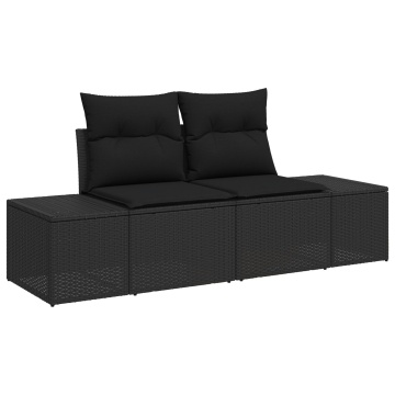 Set de sofa pentru grădină Set de 9 Negru Ratan, material textil - Img 4