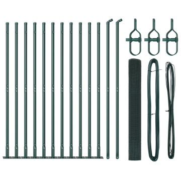Set de Stâlpi de Împrejmuire Set de 2 Verde Oțel, PVC 25 x 1 m - Img 2