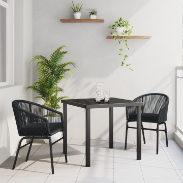 Set de sufragerie de grădină 3 piese Ratan PE Negru - Img 1