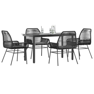 Set de sufragerie de grădină 5 piese neagră Sticlă Poly Rattan - Img 1