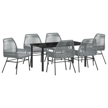 Set Dining Grădină 7 Piese cu Pernițe Gri Ratan Polimer - Img 2