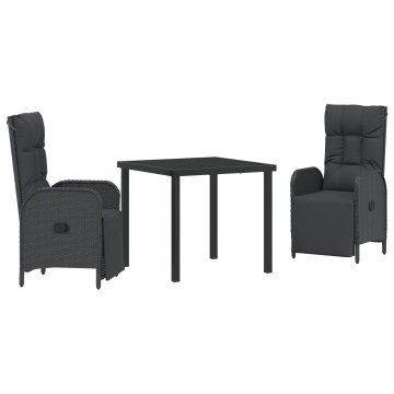 Set Dining Grădină cu Pernă Negru Rattan Poli - Img 2