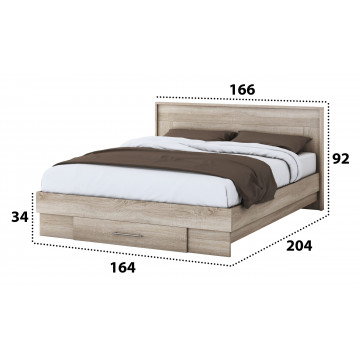 Set dormitor Beta, sonoma, dulap 183 cm, pat 160x200 cm, 2 noptiere, comoda - Img 6