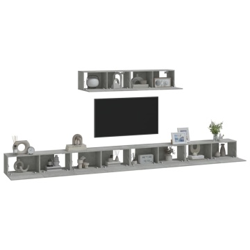 Set dulap TV, 6 piese, gri beton, lemn prelucrat - Img 6