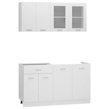 Set dulapuri de bucătărie, 4 piese, alb, lemn prelucrat - Img 2