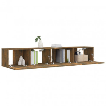 Set dulapuri TV, 2 piese, stejar fumuriu, lemn prelucrat - Img 3
