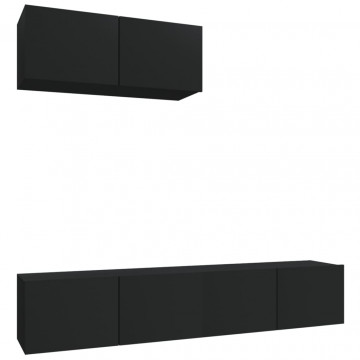 Set dulapuri TV, 3 piese, negru, lemn prelucrat - Img 2