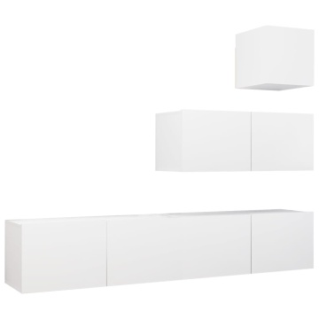 Set dulapuri TV, 4 piese, alb, lemn prelucrat - Img 2