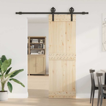 Set feronerie pentru ușă glisantă, negru, 183 cm, oțel - Img 3