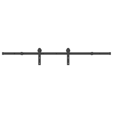 Set feronerie pentru ușă glisantă, negru, 183 cm, oțel - Img 2