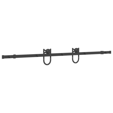 Set feronerie pentru ușă glisantă, negru, 183 cm, oțel - Img 6