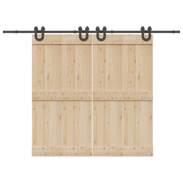Set feronerie pentru ușă glisantă, negru, 183 cm, oțel - Img 1