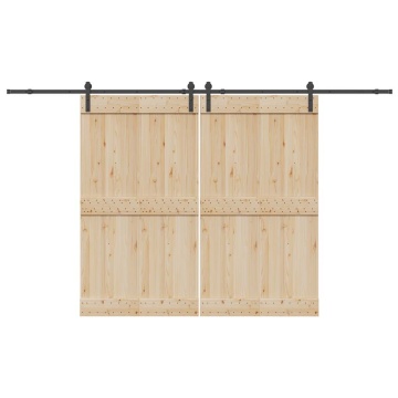 Set feronerie pentru ușă glisantă, negru, 183 cm, oțel - Img 1