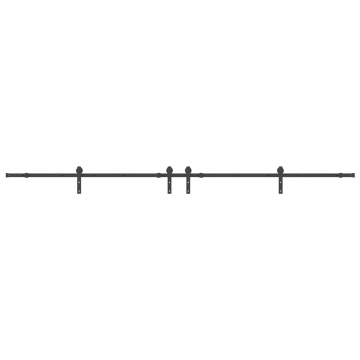 Set feronerie pentru ușă glisantă, negru, 183 cm, oțel - Img 4