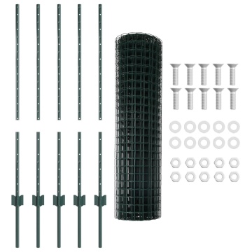 Set Gard de Grădină Set de 2 Verde Oțel Acoperit cu PVC 10 x 1 m - Img 4
