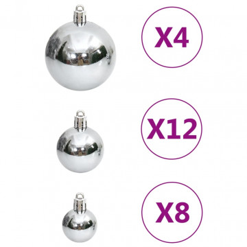 Set globuri de Crăciun 111 buc., argintiu, polistiren - Img 4