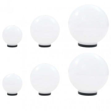 Set lămpi glob cu LED, 6 buc., 20/30/40 cm, PMMA, sferic - Img 1