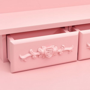 Set masă de toaletă cu taburet roz 50x59x136 cm lemn paulownia - Img 2