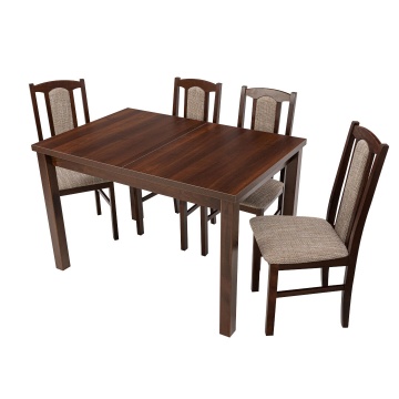 Set masa extensibila 120x150cm cu 4 scaune tapitate, mb-13 max5 si s-37 boss7 o2, nuc, lemn masiv, stofa - Img 2