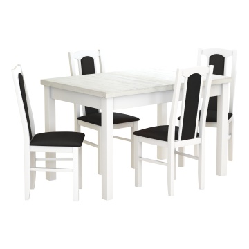 Set masa extensibila 120x150cm cu 4 scaune tapitate, mb-13 max5 si s-37 boss7 b22, alb, lemn masiv de fag, stofa - Img 2