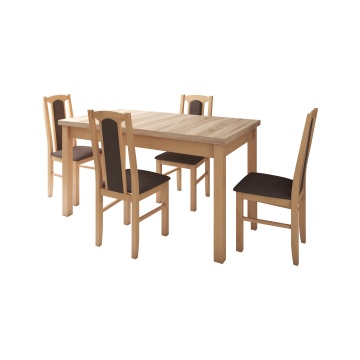 Set masa extensibila 140-180x80 cm cu 4 scaune tapitate, mb-21 modena1 si s-37 boss7 s6, sonoma, lemn masiv de fag, stofa - Img 2