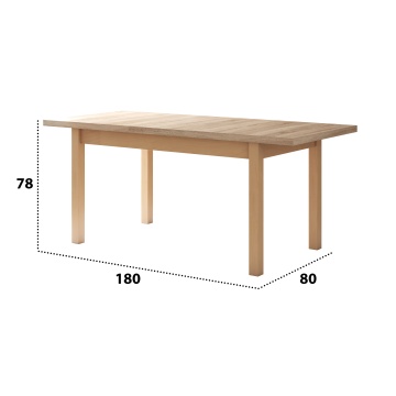 Set masa extensibila 140-180x80 cm cu 4 scaune tapitate, mb-21 modena1 si s-37 boss7 s6, sonoma, lemn masiv de fag, stofa - Img 8