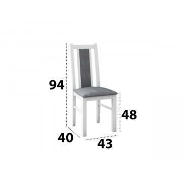 Set masa extensibila 140x180cm cu 6 scaune tapitate, mb-21 modena1 si s-38 boss14 b24z, alb/grafit, lemn masiv de fag, stofa - Img 5