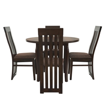 Set masa fixa 100 cm cu 4 scaune tapitate, mb-12 poli3 si s-104 sb, nuc, lemn masiv, stofa - Img 3