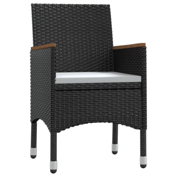 Set masă pentru grădină, 5 piese, cu perne, negru - Img 3