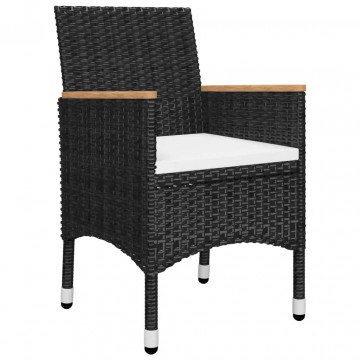 Set masă pentru grădină, 5 piese, cu perne, negru - Img 3