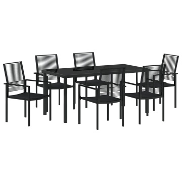 Set masă pentru grădină cu 7 piese Negru Rattan PVC - Img 2