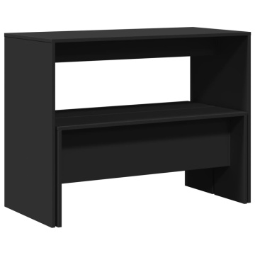 Set masă și bănci de bucătărie, 3 piese, negru, lemn prelucrat - Img 6