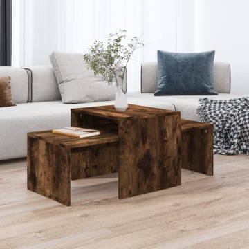 Set măsuță de cafea stejar fumuriu 100x48x40 cm lemn prelucrat - Img 1