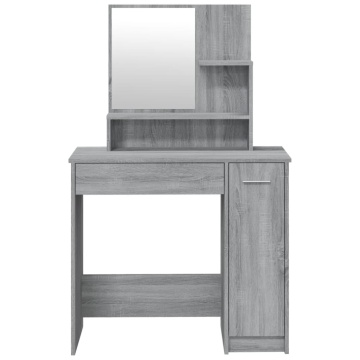 Set măsuță de toaletă, gri sonoma, 86,5x35x136 cm - Img 5