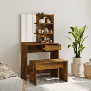 Set măsuță de toaletă, stejar afumat, 74,5x40x141 cm - Img 1